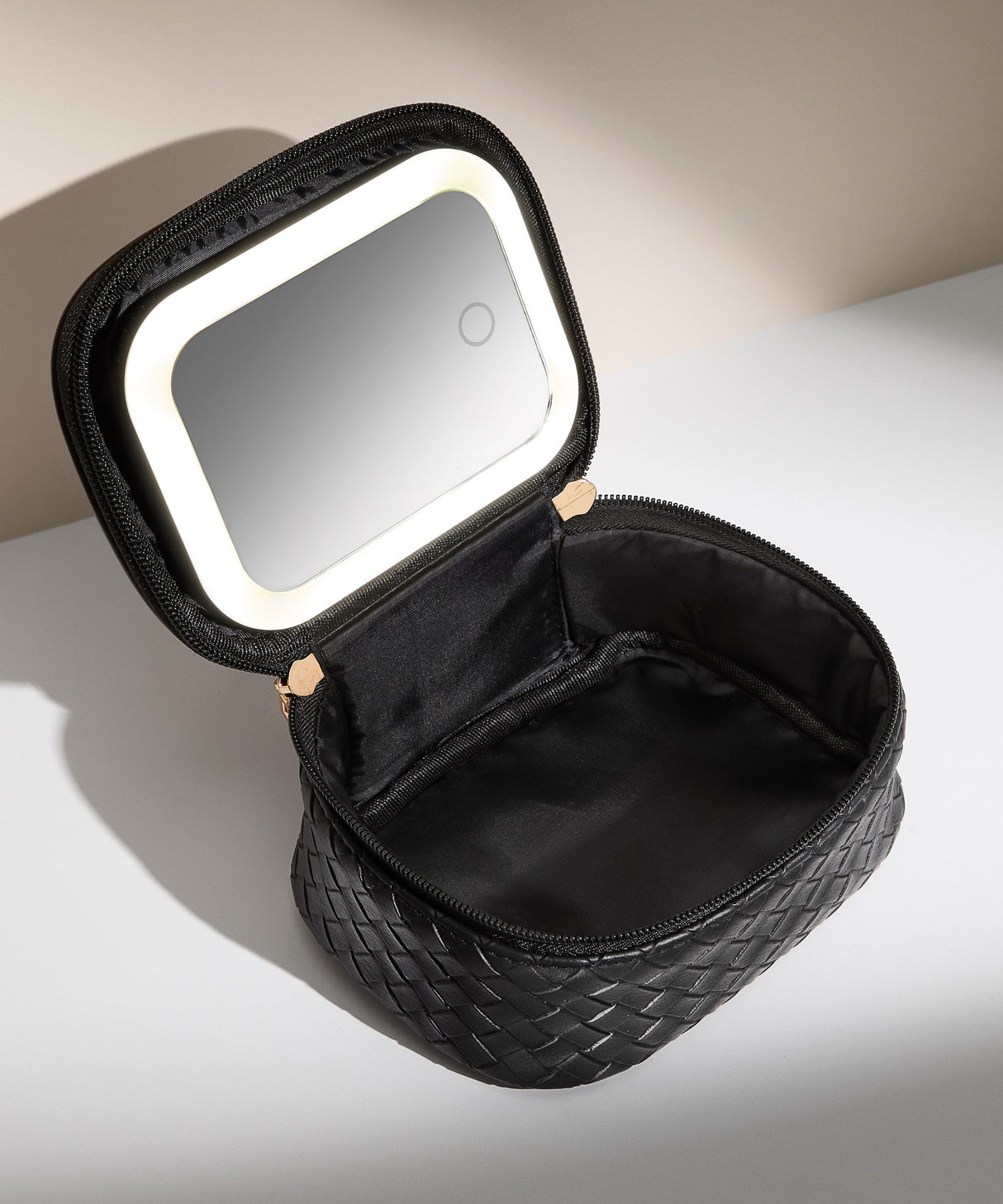 LED Mirror Mini Travel Beauty Bag Black