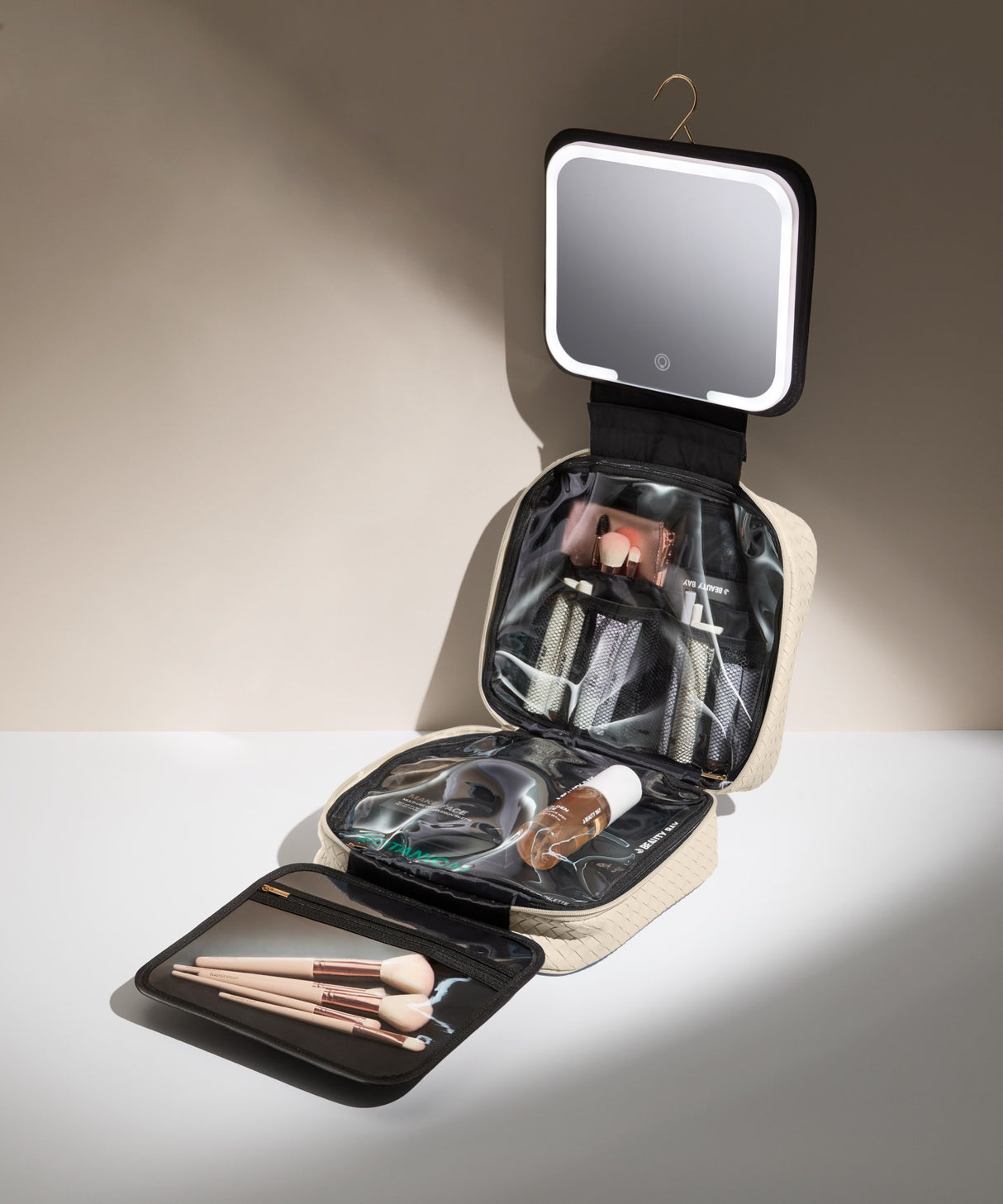 LED Mirror Beauty Organiser Black